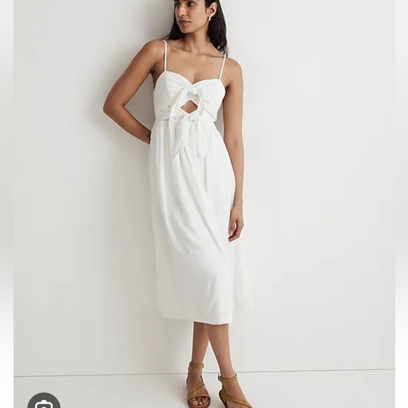 Madewell Double-Tie Cutout Sweetheart Midi Dress NL181 white - Picture 1 of 7